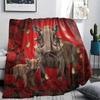 1PC Red Rose Animals Print Flannel Blanket, High Quality All Seasons, Home Decor, Warmth and Comfort, Perfect for Christmas Gifts