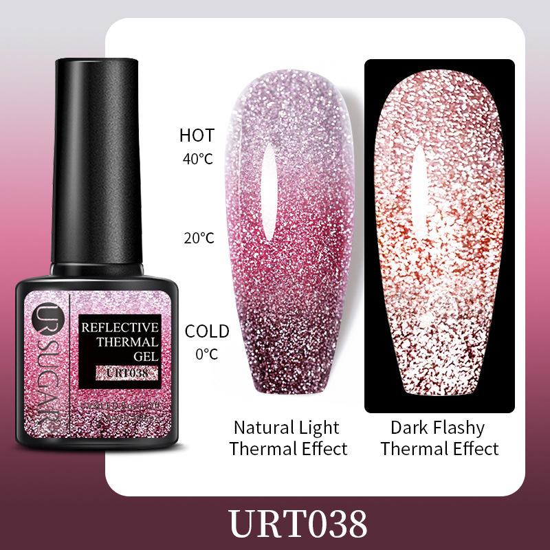 Bouncing Warm Glitter Powder Broken Diamond Glue, Bright And Explosive Glitter Phototherapy Glue Removable Color-Changing Nail Polish Glue Set