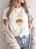 Oversized Thick T-shirt with Sun Print