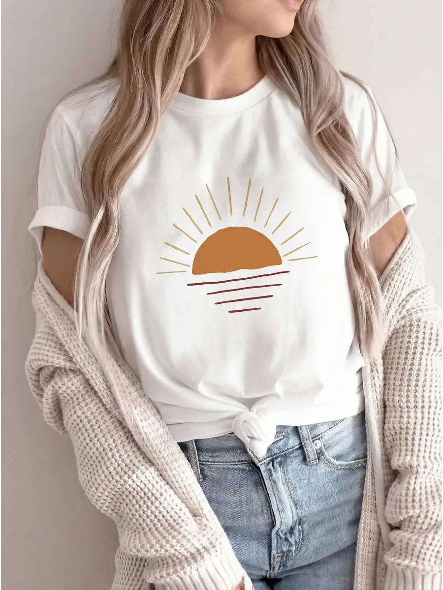 Oversized thick T-shirt with Sun print M