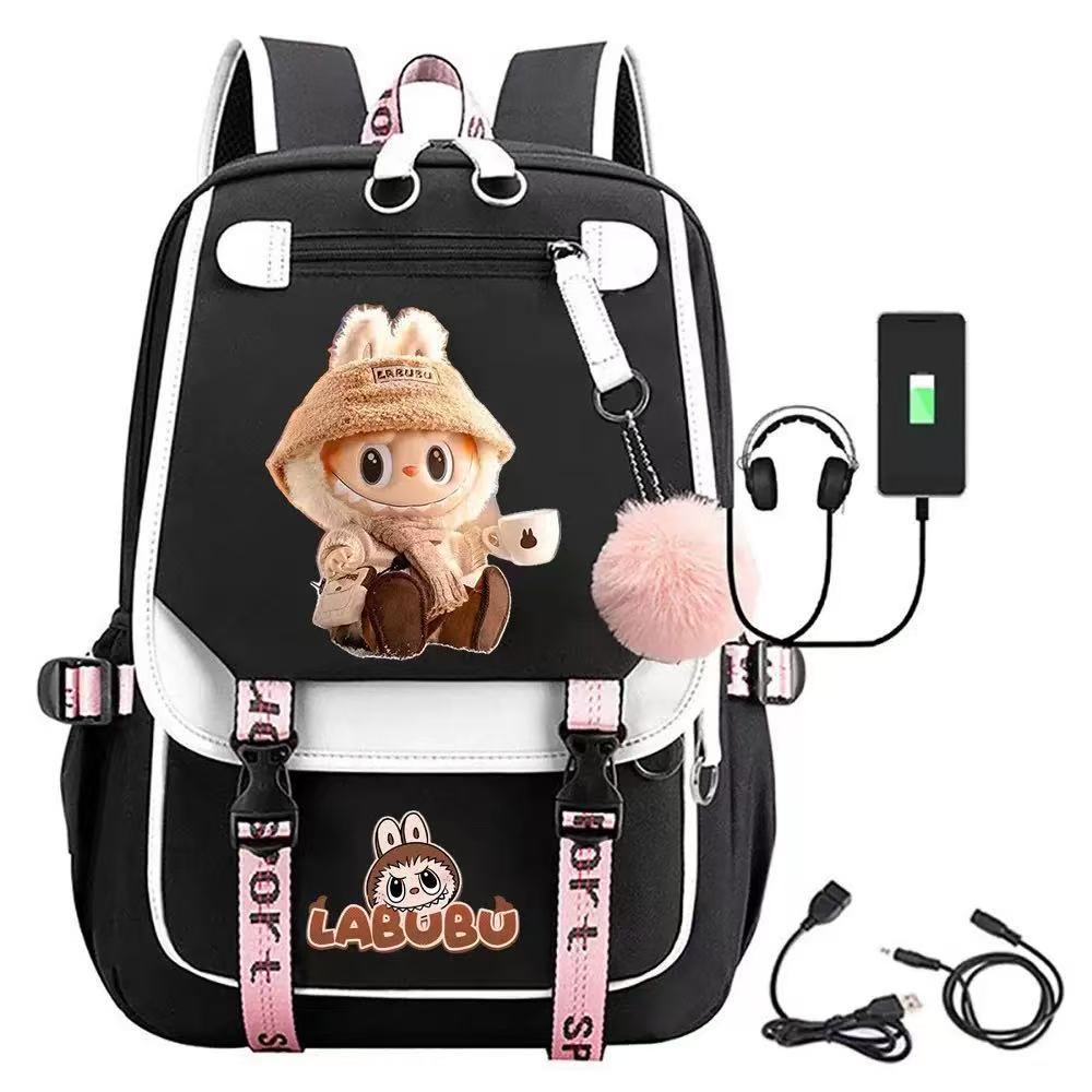 Cartoon Labubu Printed Backpack Travel Bag Computer Bag Student Men's and Women's Casual Backpack Schoolbag New