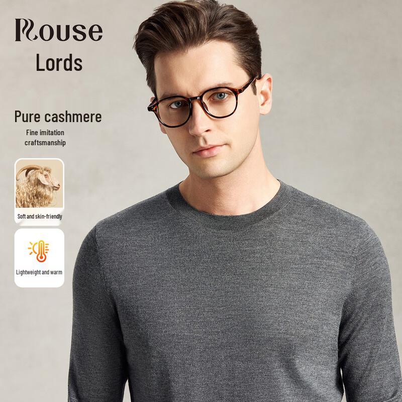 LUOZI Men s Luxury 100% Worsted Cashmere Round Neck Sweater M