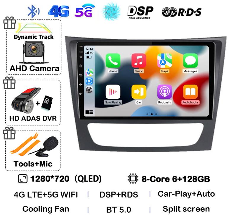 Android 14 Auto Carplay Car Radio For Mercedes Benz E-class W211 E200 E220 E300 E350 E240 CLS 2002-2010 Multimedia Player Stereo