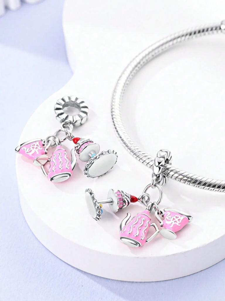 Copper Plated Original Charms Delicious Donut Cupcakes Beads Fit Bracelet Women'S Jewelry Gift