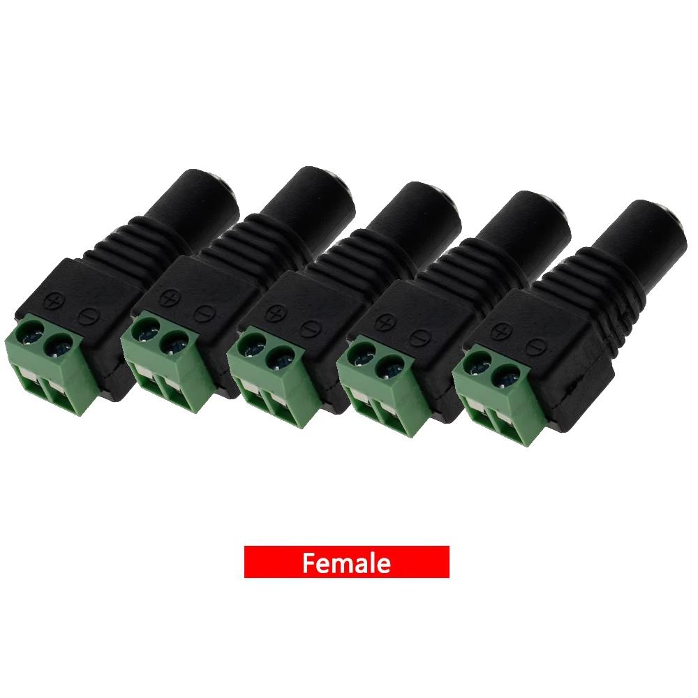 1/2/5pcs Male Female 12V DC Power Connector, Power Jack Plug Barrel Adapter,For 2Pin 5050 3528 Single Color LED Strip