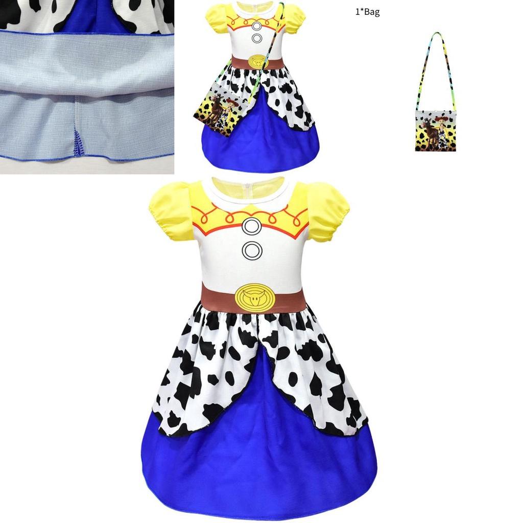 Cotton Princess Dress For Girls Alice Style Short Sleeve Lovely And Charming Ideal For 90-140cm Height