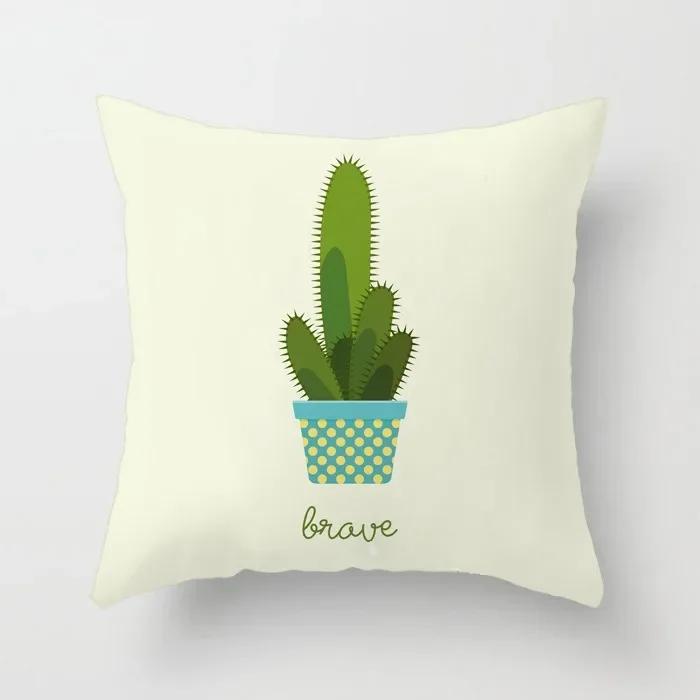 Office Chair Cushion Cover Creative Cartoon Cactus Print Pillow Cover Fashionable Luxury Home Decoration