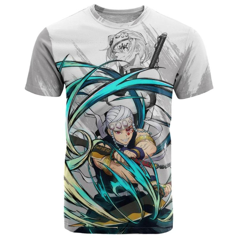 

2026 Hot Selling Summer Fashion New Fun Design Ghost Slayer 3D Printed T-shirt Outdoor Hip-hop Street Round Neck T-shirt 110