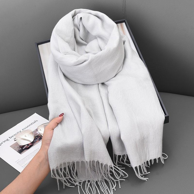 Womens Winter Warm Scarf Knitted Faux Cashmere Solid Color Thick Cozy Neck Wrap Stylish Everyday Accessory