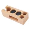 Wooden Coffee Tamper Holder 5 Hole Non Slip Coffee Tamping Station with Mat for Cafes Home