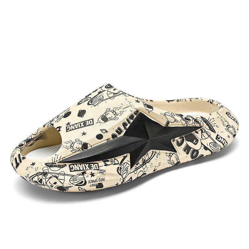 Summer Slippers Large Size Couple Style Home Leisure One-word Drag Thick Bottom Stepping On Shit Feeling Outside Wearing Beach Cool Slippers
