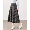 TERRE BLEUE Women's Retro High-Waist Plaid A-Line Midi Skirt