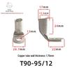 T90 Copper Tube Terminal, 90-Degree Right-Angle Bend Crimp Lug, T90-6/5 To T90-240/16 Copper Wire Lug