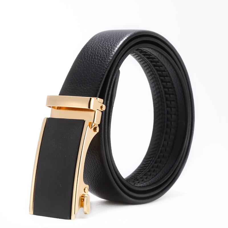 Men'S Belt No Standard Casual Belt Foreign Trade Youth Simple Automatic Buckle Imitation Leather Iron Buckle Belt