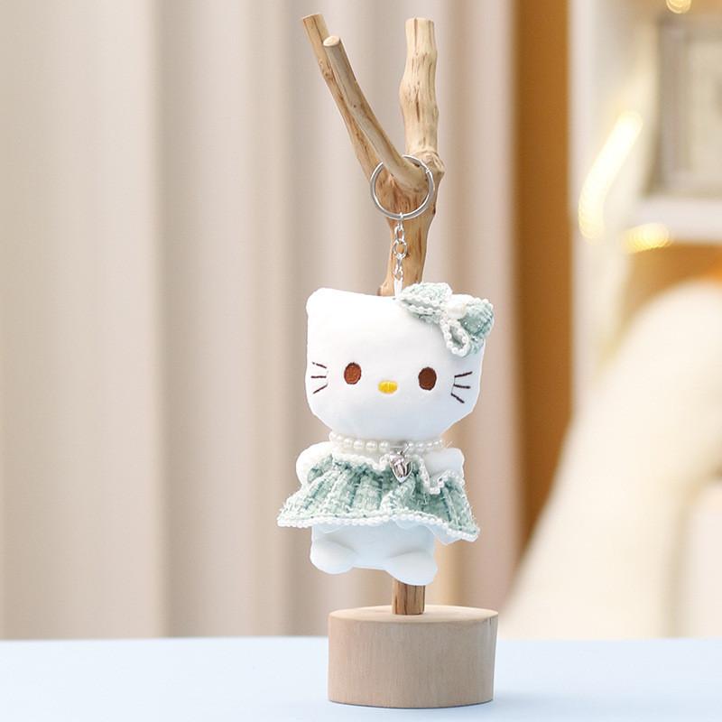 Pendant Plush With Artificial Pearl Necklace And Plaid Skirt Decor