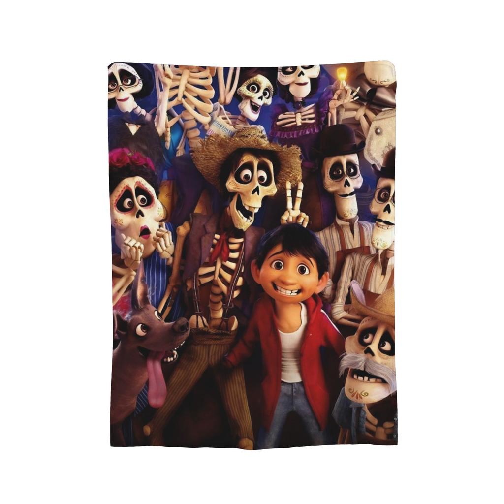 Cartoon Coco Day of The Dead Knitted Blankets  Plush Throw Blankets Bedding Couch Decoration Soft Warm Bedspreads,