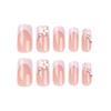 24 pezzi Indossare unghia Pezzo finito Nail Art Patch Fiore Flash Diamante Ins French Quadrato Indossare unghia