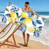 Lemon and Blue Floral Pattern Towel Beach towel quick-drying for travel outdoor sports jogging beach and swimming