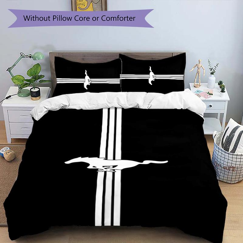 Mustang 3pcs Bedding Set Duvet Cover Closure Includes 1 Duvet Cover & 2 Pillowcases for All Seasons Bedroom Home Dorm Decor
