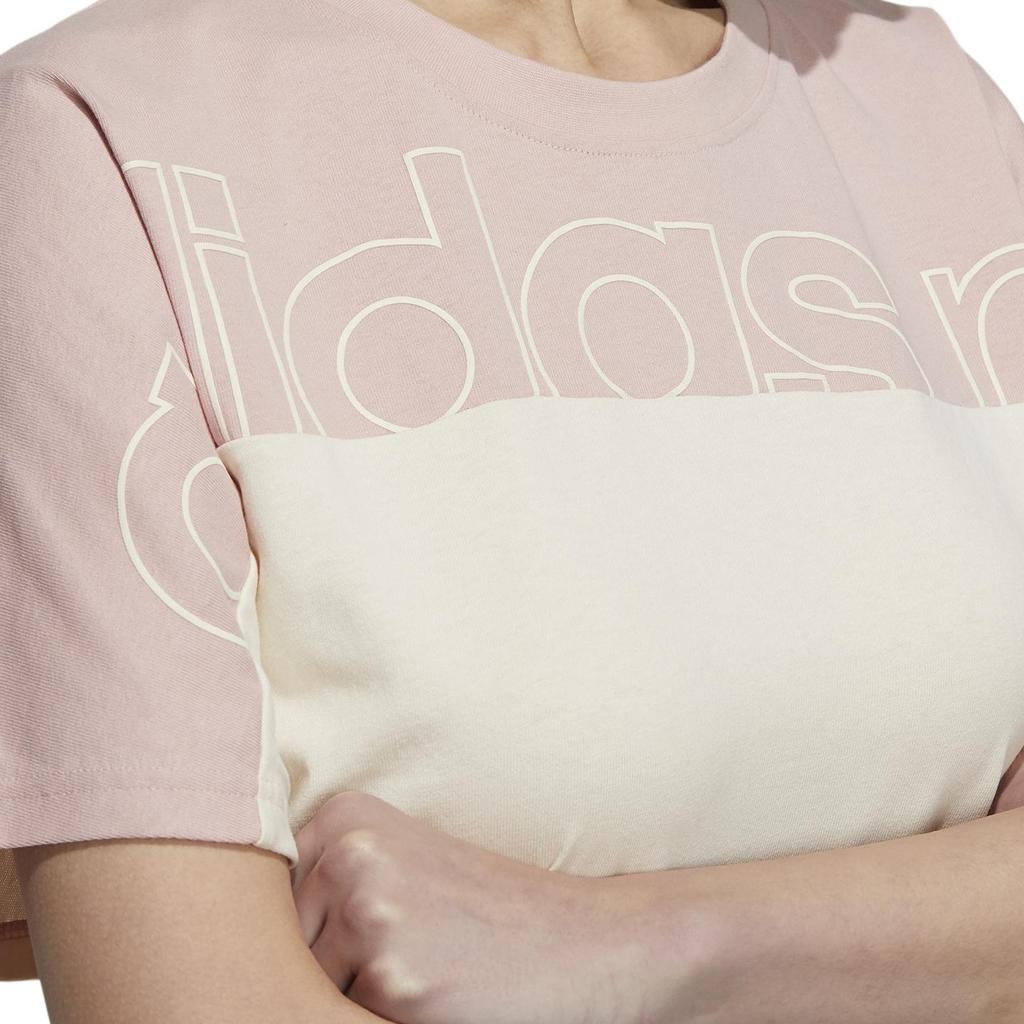 Adidas Neo Aug Tee 3 Logo Print Loose Home Sports Short Sleeve T-Shirt Women Tops Off-White H18592