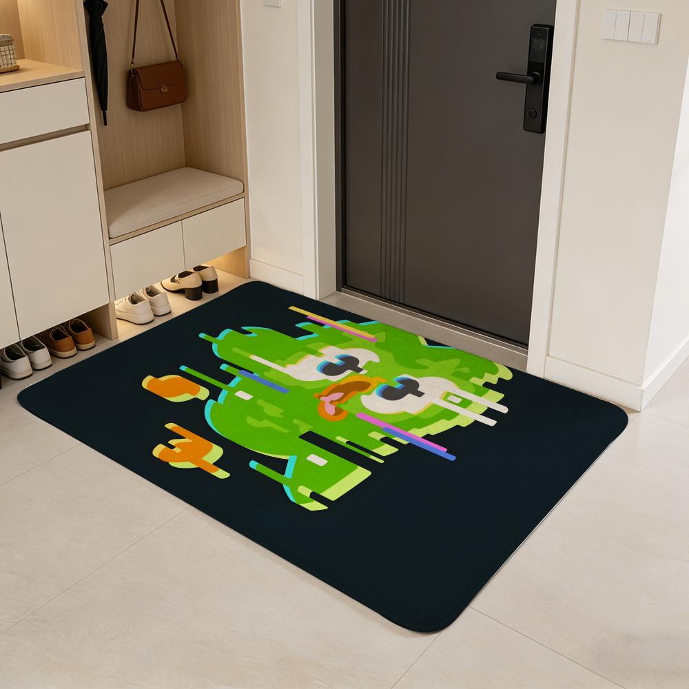 app D-Duolingo Floor Mat Flannel Door Mat Non-Slip Absorbent Washable Indoor Home Rug