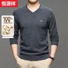 Hengyuanxiang Men's 100% Pure Wool V-Neck Pullover Sweater