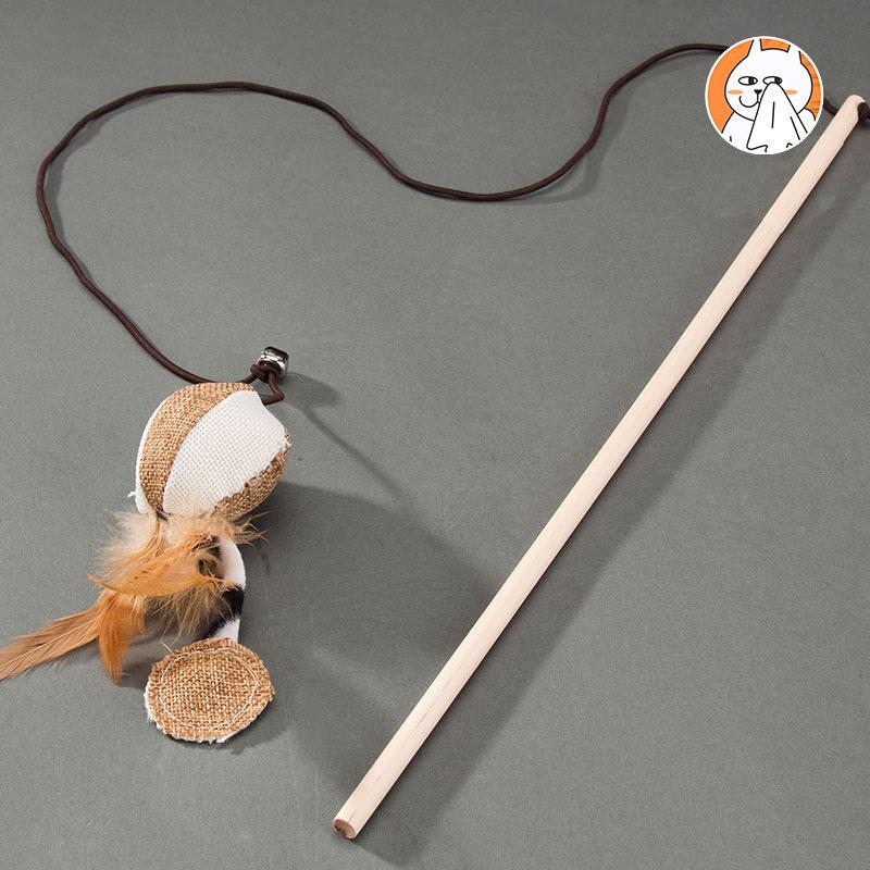 Cat Toy Cat Teaser Stick Cat Kitten Fish Toy Wooden Handmade Cat Teaser Stick Mouse Cat Toy Cat Cat Supplies