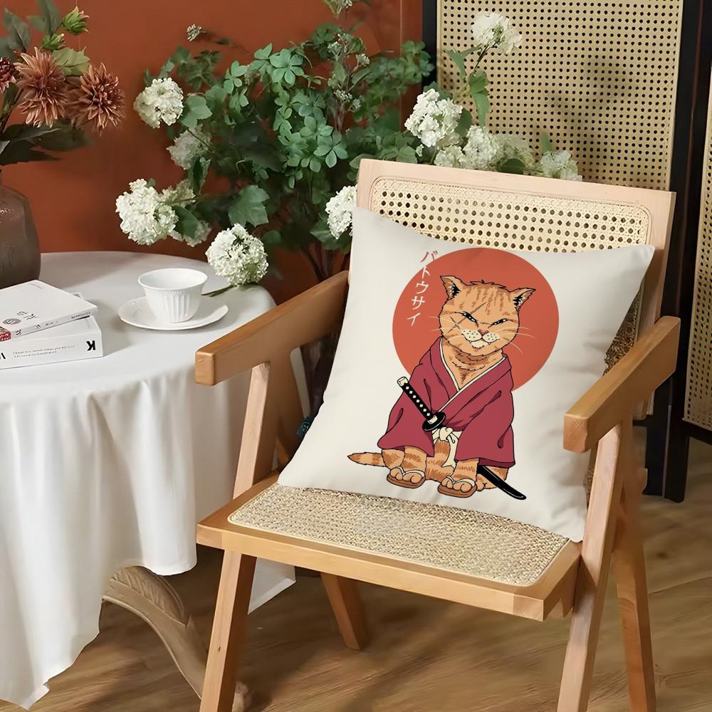 Japanese Style Cat Cushion Cover Silky Short Plush Invisible Zipper Dustproof Sofa Pillow Case for Home Decor