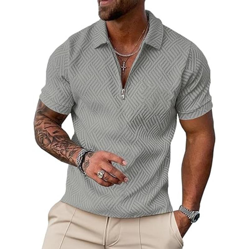 Fashionable Zipper Casual in Summer Men's Short Sleeved Polo Shirt Polo Shirt Casual Slim Fit Breathable Fashionable