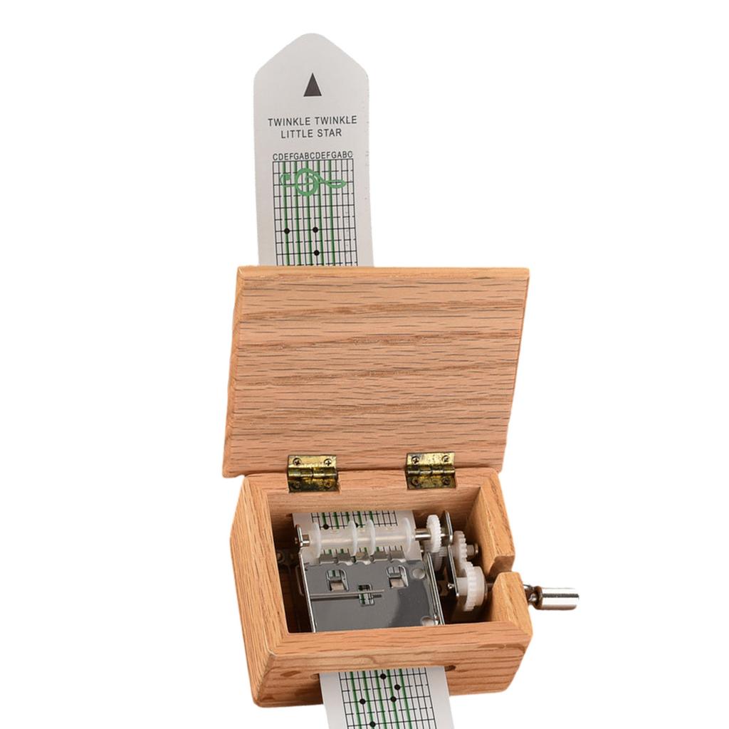 Drevená hudobná skrinka DIY 15 tónov Ručná kľuka Dizajny Zahŕňa prázdne papierové pásiky na prispôsobenie melódie pre kreatívny darček