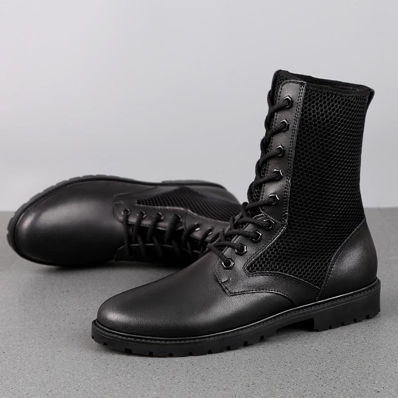 Men's Large Size Mesh Leather High-Top Casual Outdoor Work Boots (38-52)