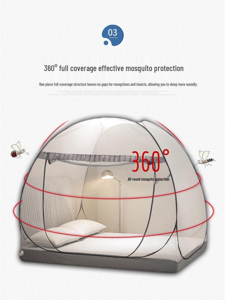 Foldable Yurt Mosquito Net - No Installation Needed, Single/Double, Simple Style for Home & Student Use