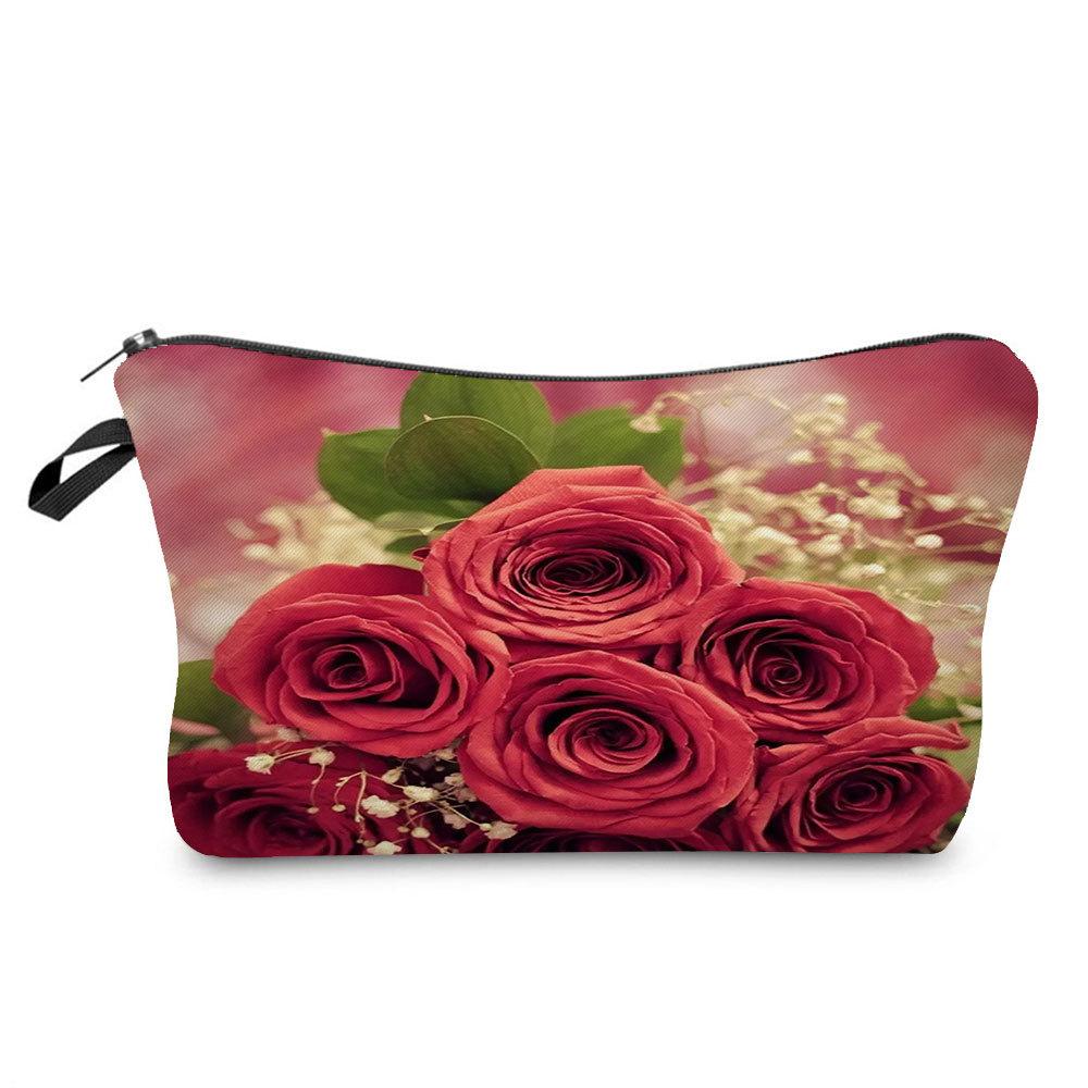 Women Hearts Print Cosmetic Bag Toiletries Organize Travel Storage Case KTB