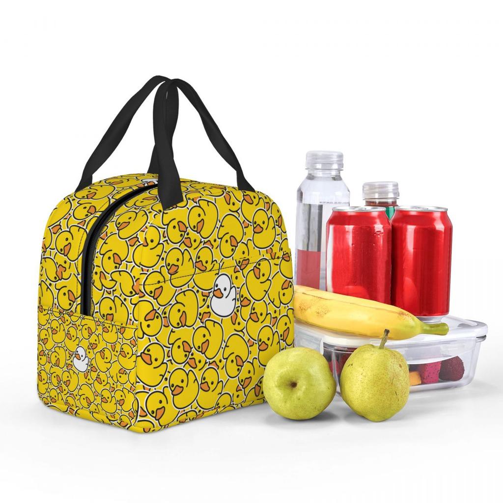 Yellow Duck Pattern Insulated Lunch Bag for Women Office Cooler Thermal Food Box Tote Leakproof Lunch Boxes Container