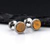 Small Round Natural Stone Stud Earring for Men,Hypoallergenic Stainless Steel Stud Earrings,Hip Hop Fashion Jewelry Gift
