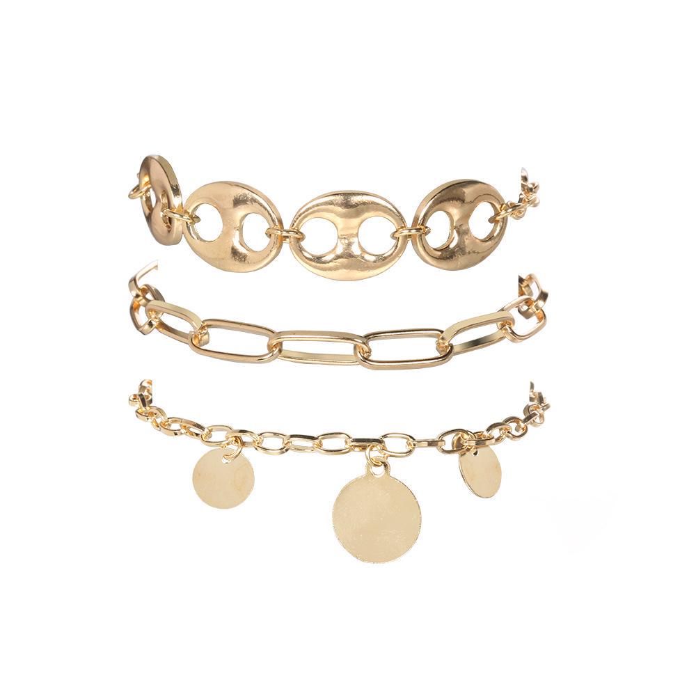 

Элегантный металлический набор браслетов-бэнглов с цепочкой «Волна»: Комплект из 3 предметов, ювелирные изделия в преувеличенном креативном стиле