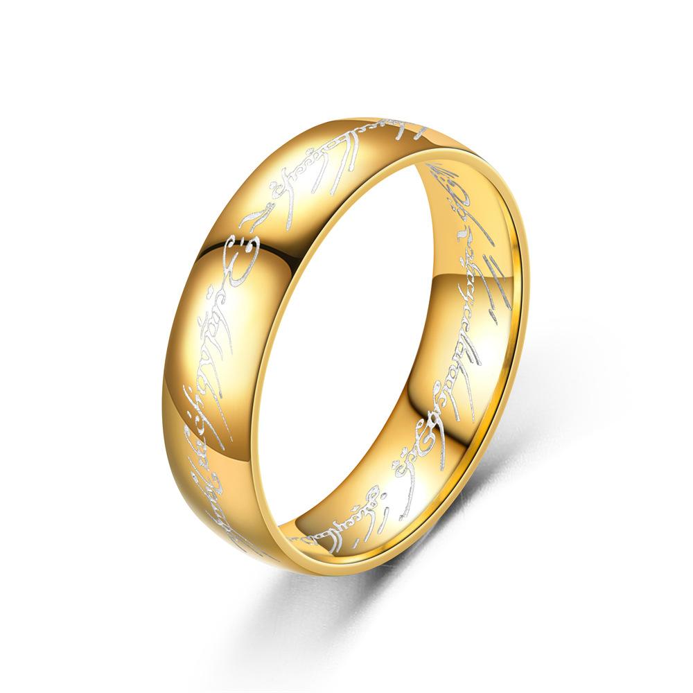 Lord of the one Rings thick chain advanced pearl chain movie with the same necklace ring hip-hop 3D carving inside and outside.