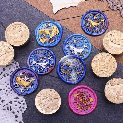 Timbro a Ceralacca Serie Oceano: Sirena, Begonia, Balena