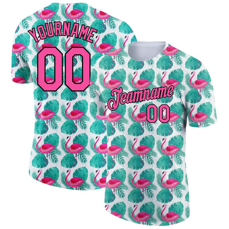 ETST WENDY Flamingo Grafisch 3D Print Aangepaste Naam Jersey Heren T-shirt Sneldrogend Korte Mouw Sportschool Sport Fitness Hawa&iuml;aanse Stijl T-shirts S