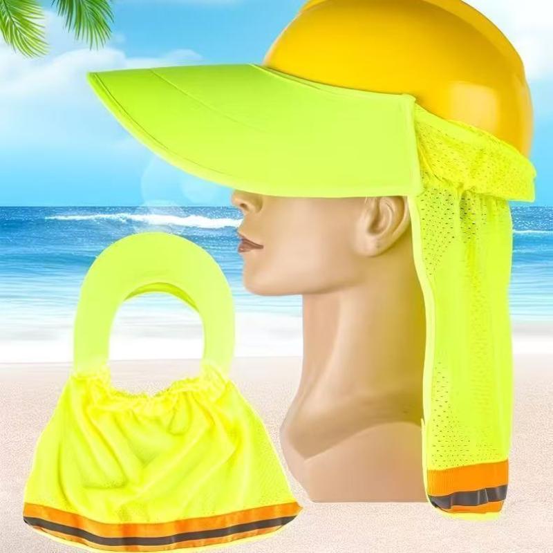 Construction Hard Hat Sun Shield For Safety Helmet Neck Protection Mesh Reflective Stripe Quick Install Universal Fit Work Gear