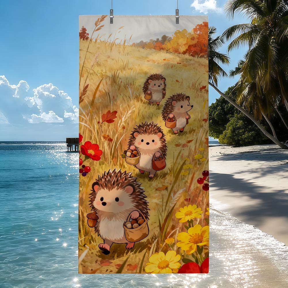 Fashion print Hedgehog Towel Drying Bath Towel Applicable To Light Swimming Camping Yoga Beach Out