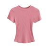 Women's Summer Stretch Slim Fit Ribbed Crop Top - Round Neck, Short Sleeve, Solid Color