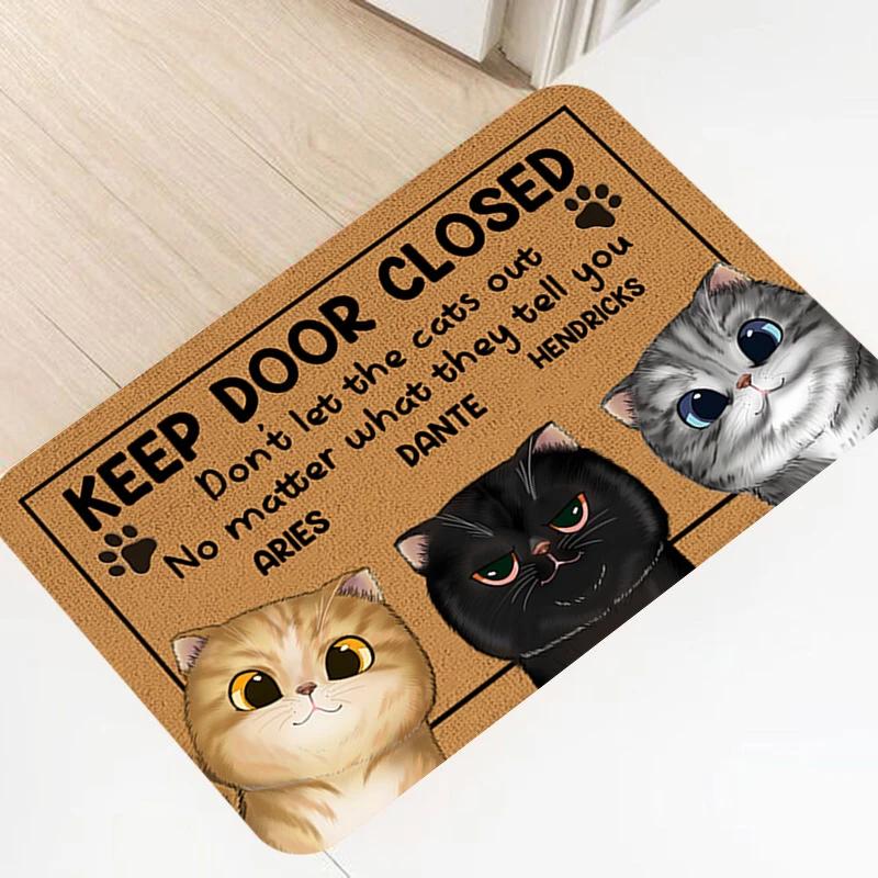 Funny Cute Cat Welcome Doormat Machine Washable Anti-slip Floor Mat Home Decor Living Room Bedroom Kitchen Entrance Foot Mats