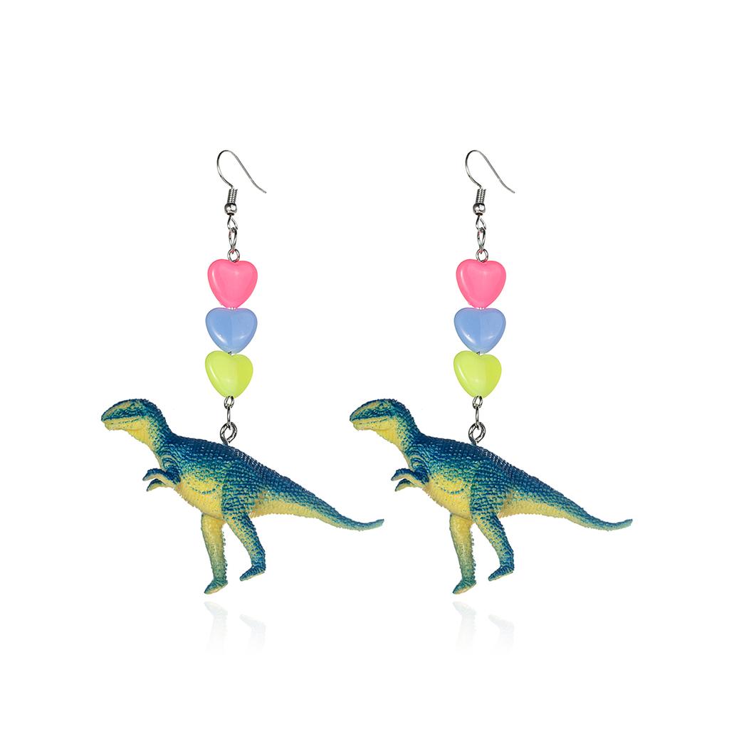 Cute and Fun Love Resin Dinosaur Pendant Earrings, Same Style Valentine's Day Jewelry for Men and Women as a Gift