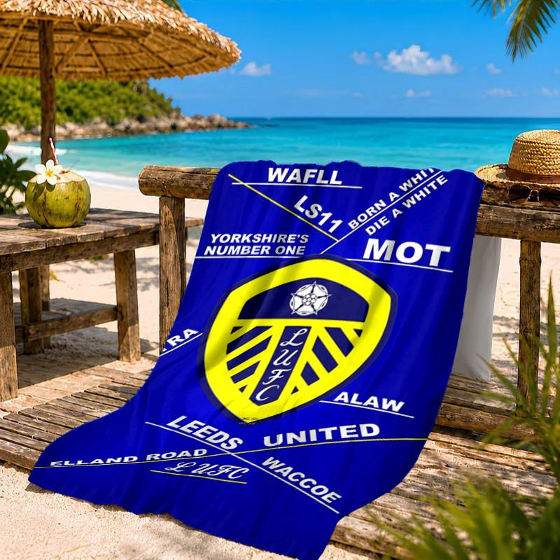 Leeds United Wappenmuster Strandtuch, Schnelltrocknend, Pflegeleicht, Geeignet für Fitness und Strandurlaub, Sport-Essential
