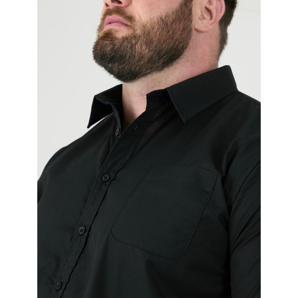 Duke Camicia da uomo D555 Corbin Taglia Kingsize a Maniche Lunghe
