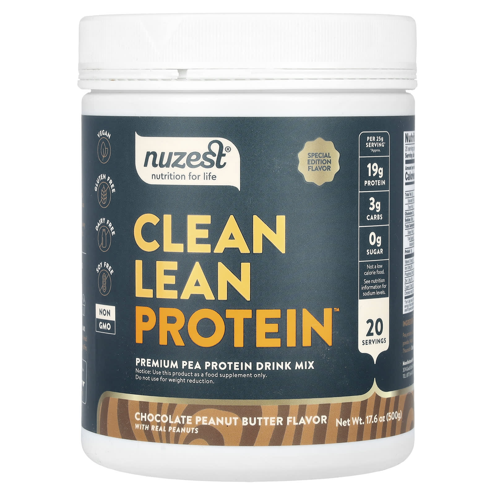 

Nuzest, Clean Lean Protein, Chocolate Peanut Butter Flavor, 500 g (17.6 oz)