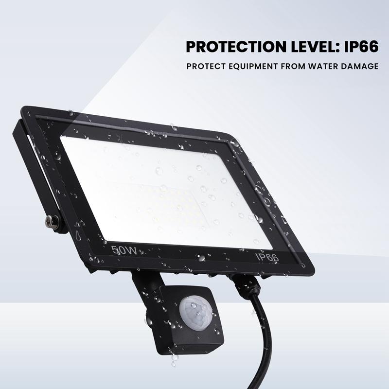 Sensor LED Flood Light 50W, Induction Spotlights IP66 Waterproof Ideal for Street, Square & Outdoor Lighting-A33R