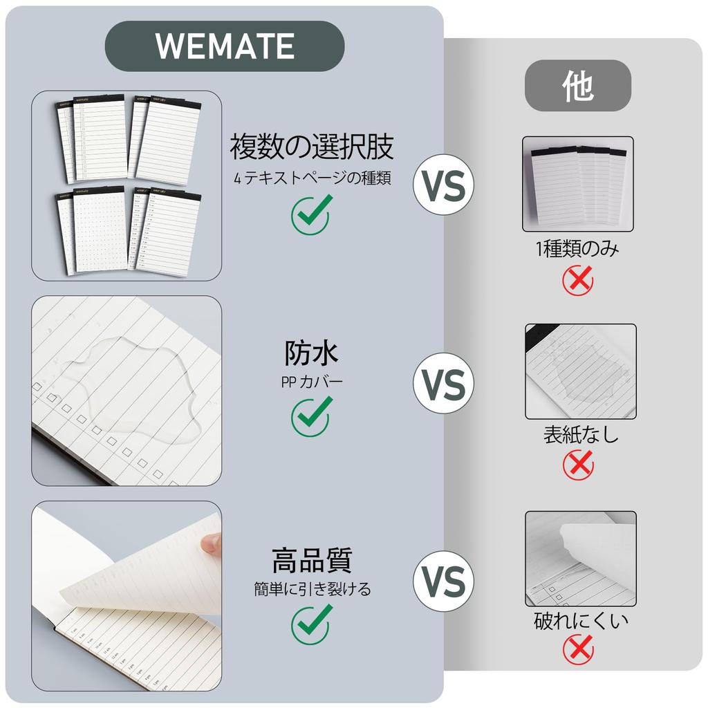 WEMATE A7 Vertical Ruled Notepads with Dots Time Schedule Set of 10 1 Metal Ballpoint 8 Pages in 4 with Card Pockets Pen PU Leather for Meetings and