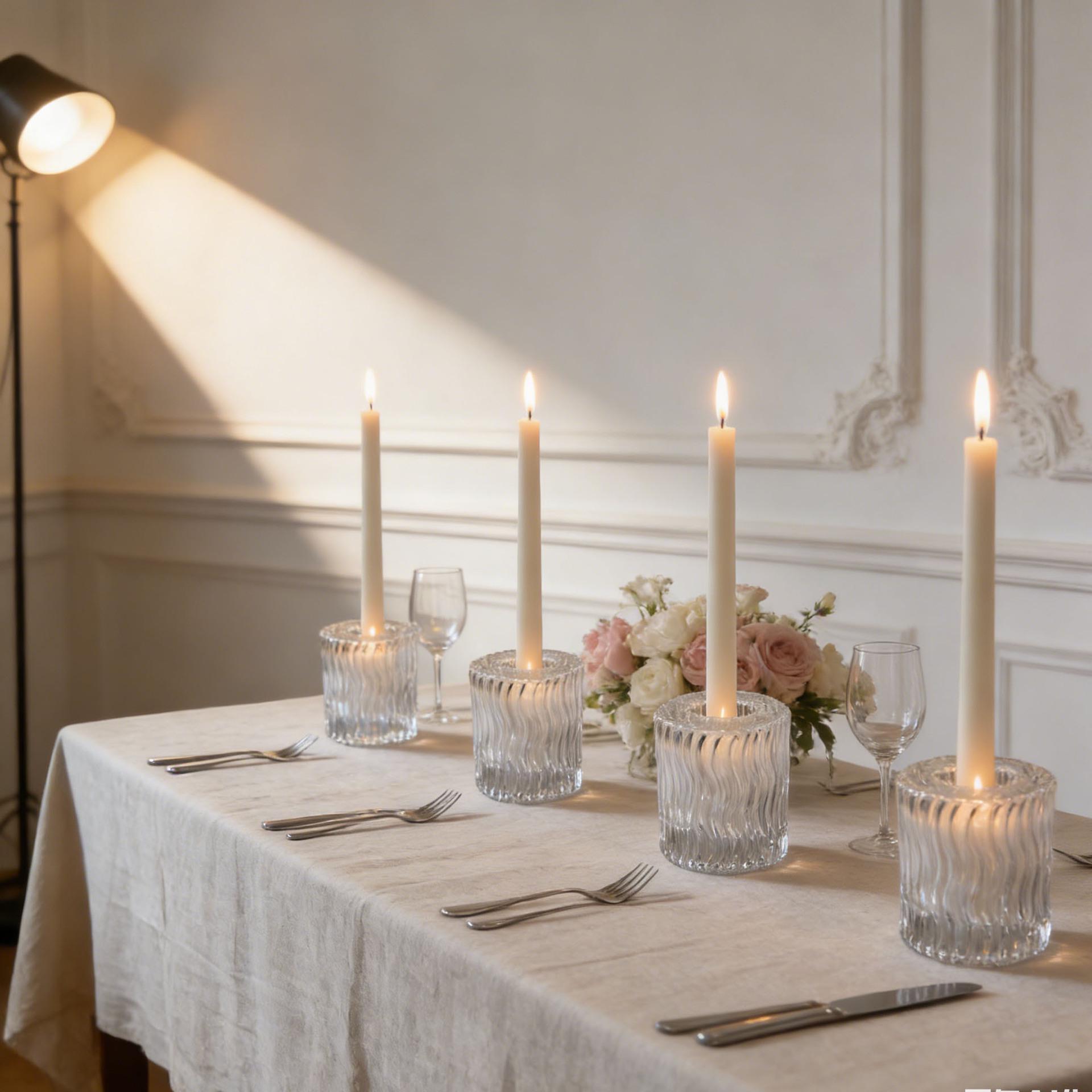 Twisted Crystal Glass Candlestick and Incense Holder Ornament Candle Holder